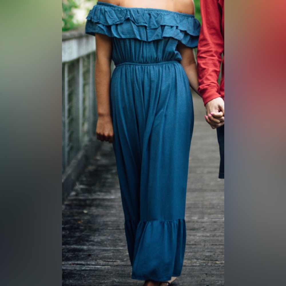 Blue Off Shoulder Dress
